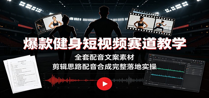 爆款健身短视频赛道教学：全套配音文案素材，剪辑思路配音合成完整落地实操-知识星球