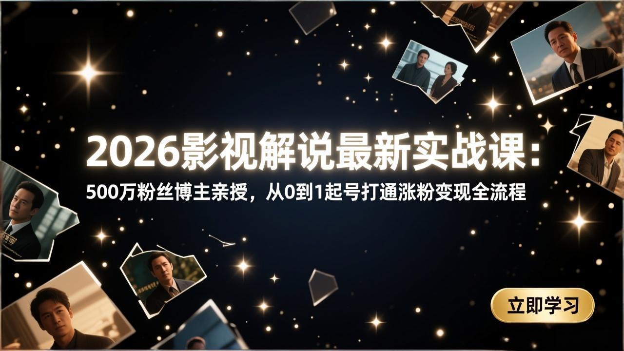 2026影视解说最新实战课：500万粉丝博主亲授，从0到1起号打通涨粉变现全流程-知识星球