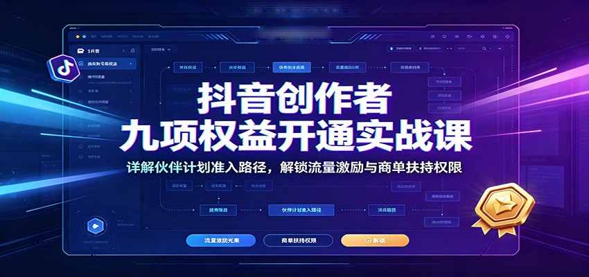 抖音创作者九项权益开通实战课：详解伙伴计划准入路径，解锁流量激励与商单扶持权限-知识星球
