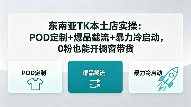 东南亚TK本土店实操：POD定制+爆品截流+暴力冷启动，0粉也能开橱窗带货-知识星球