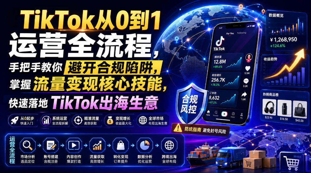 TikTok从0到1运营全流程,手把手教你避开合规陷阱,掌握流量变现核心技能,快速落地TikTok出海生意(更新8月)-知识星球