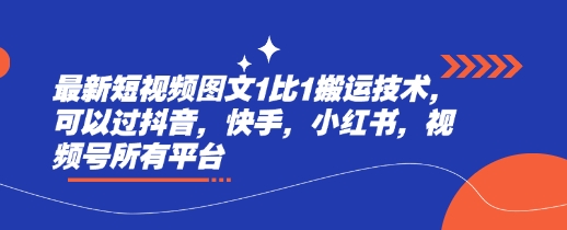 最新短视频图文1比1搬运技术，可以过抖音，快手，小红书，视频号所有平台-小禾网创