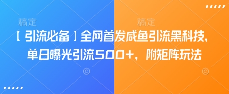 【引流必备】全网首发咸鱼引流黑科技，单日曝光引流500+，附矩阵玩法【揭秘】-小禾网创