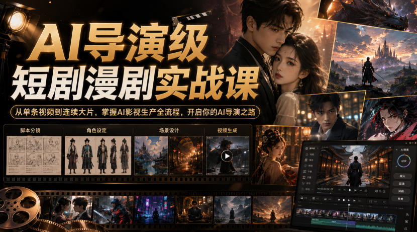 AI导演级短剧漫剧实战课，从单条视频到连续大片，掌握AI影视生产全流程，开启你的AI导演之路!-知识星球