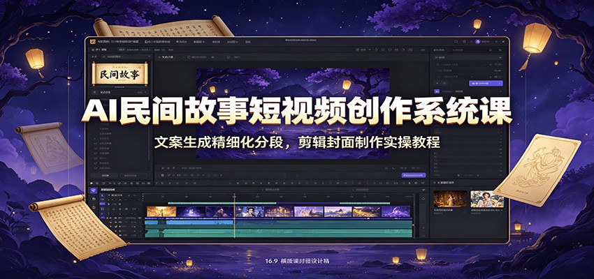 AI民间故事短视频创作系统课：文案生成精细化分段，剪辑封面制作实操教程-知识星球