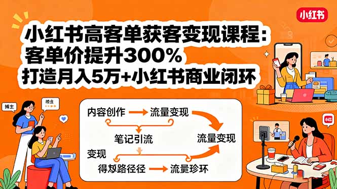 小红书高客单获客变现课程：客单价提升300%，打造月入10万+小红书商业闭环-知识星球