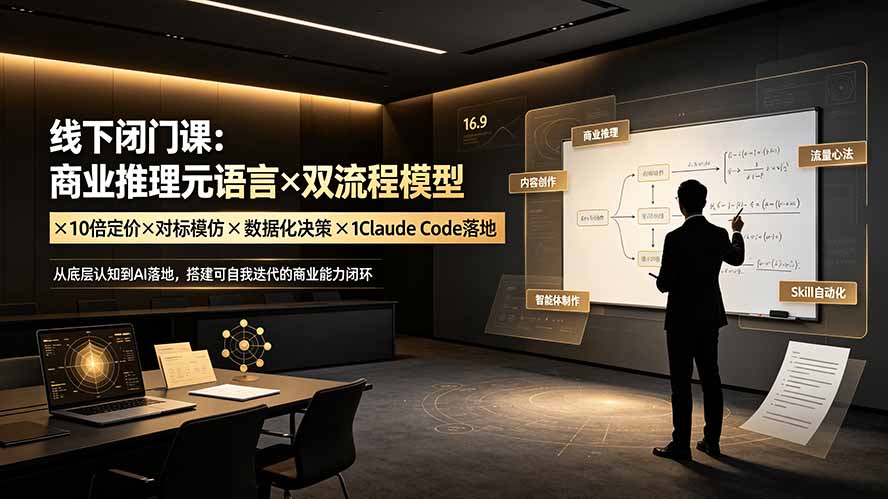 线下闭门课：商业推理元语言×双流程模型×10倍定价×对标模仿×数据化决策×Claude Code落地，击穿认知盲区-知识星球