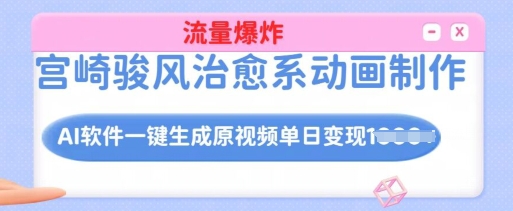 宫崎骏风治愈系动画制作，AI软件一键生成原创视频流量爆炸，单日变现多张，详细实操流程-小禾网创