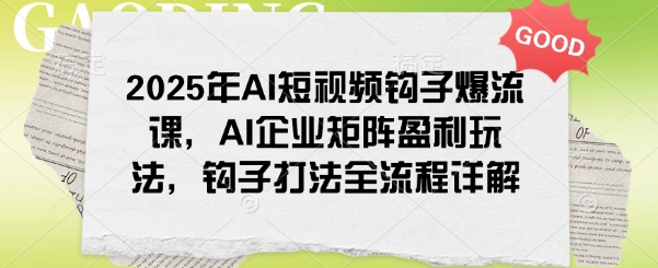 2025年AI短视频钩子爆流课，AI企业矩阵盈利玩法，钩子打法全流程详解-小禾网创