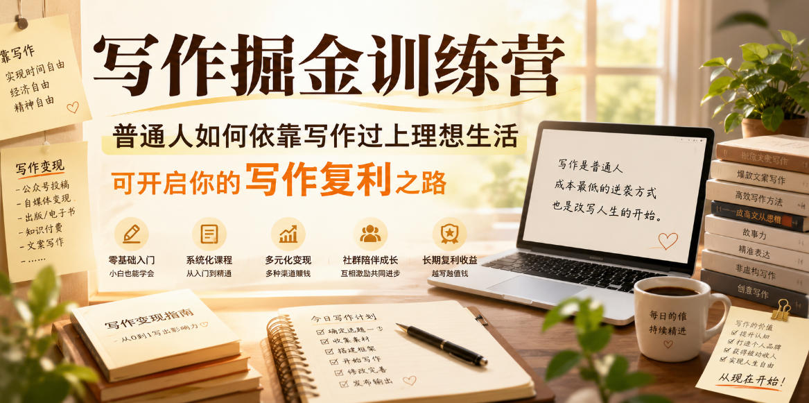 写作掘金训练营，普通人如何依靠写作过上理想生活，可开启你的写作复利之路(更新6月)-知识星球
