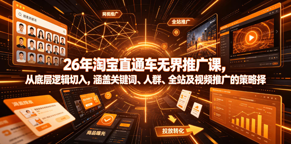 26年淘宝直通车无界推广课，从底层逻辑切入，涵盖关键词、人群、全站及视频推广的策略选择-知识星球