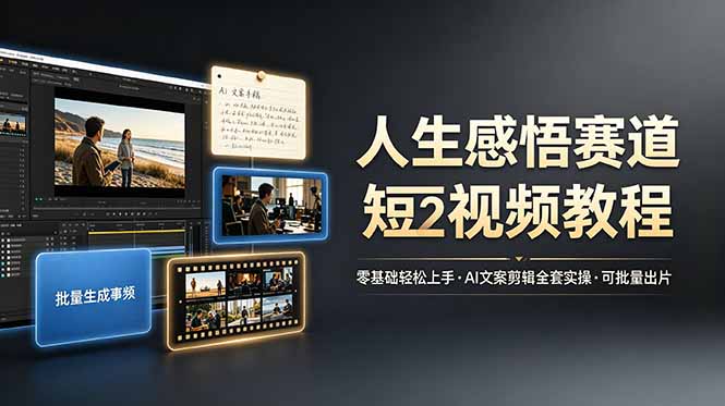 人生感悟赛道短视频教程，零基础轻松上手，AI文案剪辑全套实操可批量出片-知识星球