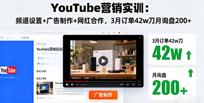 YouTube营销实训：频道设置+广告制作+网红合作，3月订单42w刀月询盘200+-知识星球
