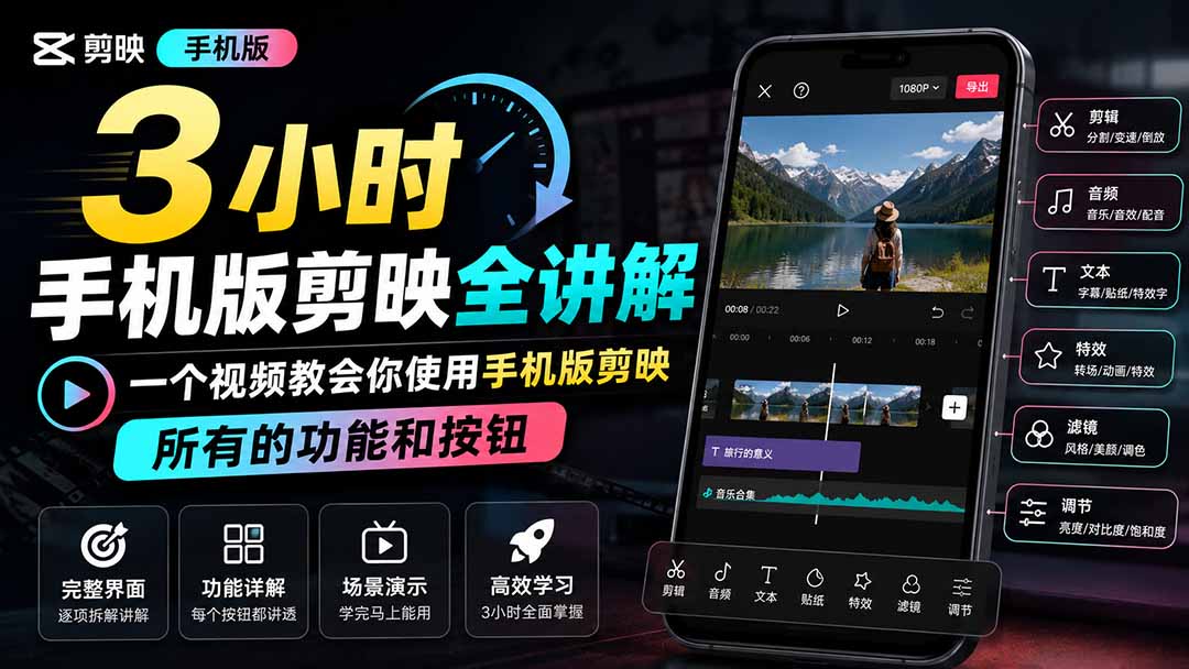 3小时手机版剪映全讲解，一个视频教会你使用手机版剪映，所有的功能和按钮-知识星球