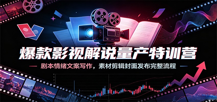 爆款影视解说量产特训营：剧本情绪文案写作，素材剪辑封面发布完整流程-知识星球