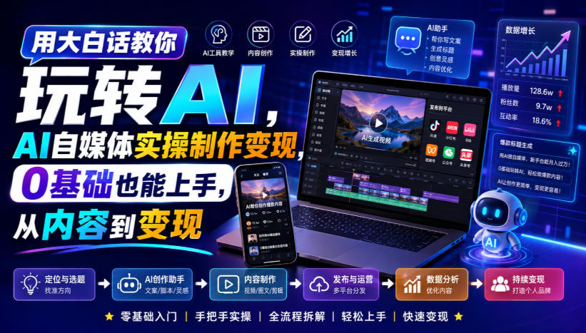 用大白话教你玩转AI，AI自媒体实操制作变现，0基础也能上手，从内容到变现-知识星球