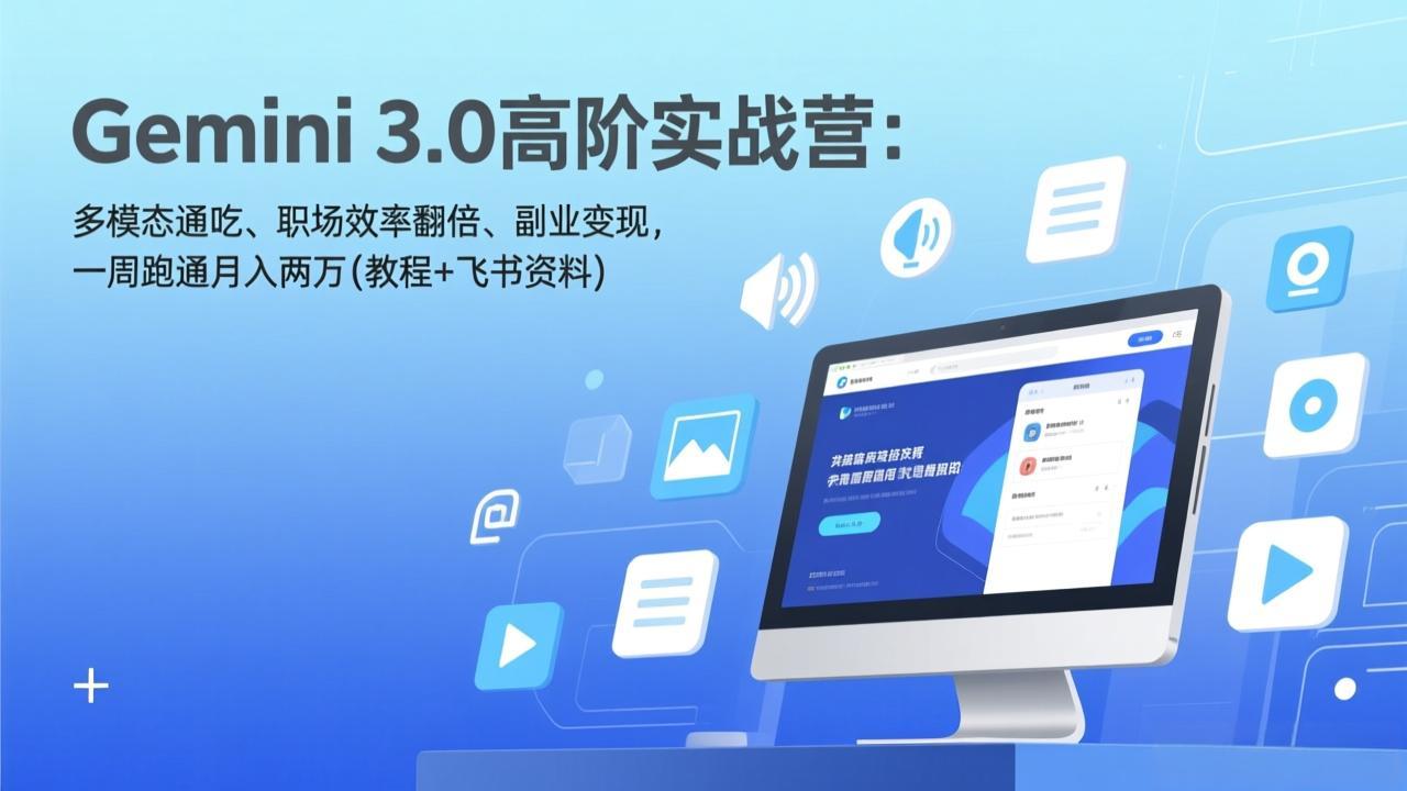 Gemini 3.0高阶实战营：多模态通吃、职场效率翻倍、副业变现，一周跑通月入两万(教程+飞书资料-知识星球