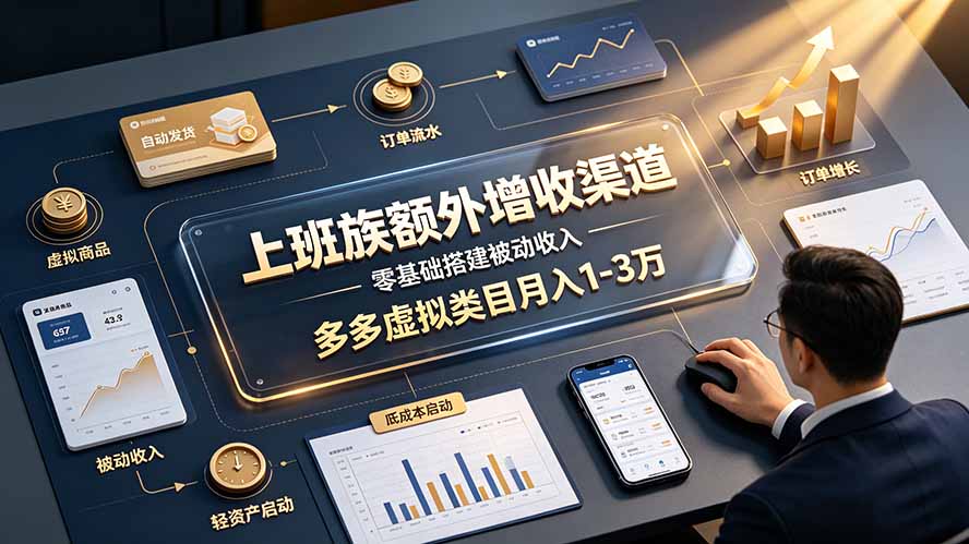 上班族额外增收渠道，零基础搭建被动收入，多多虚拟类目月入 1-3 万-知识星球