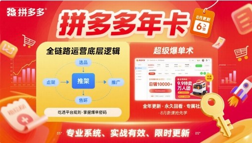 拼多多年卡,拼多多全链路运营底层逻辑,超级爆单术【更新26年8月】