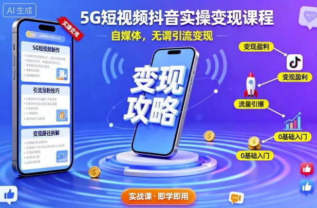 5G短视频抖音实操变现课程，自媒体，无谓引流变现-知识星球