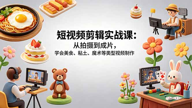短视频剪辑实战课：从拍摄到成片，学会美食、粘土、魔术等类型视频制作-知识星球