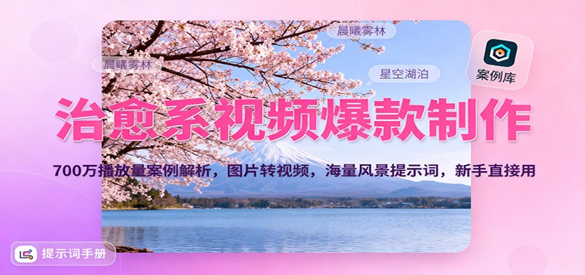 治愈系视频爆款制作，700万播放量案例解析，图片转视频，海量风景提示词，新手直接用-知识星球