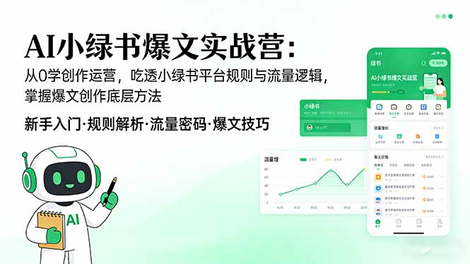 AI 小绿书爆文实战营：从0学创作运营，吃透小绿书平台规则与流量逻辑，掌握爆文创作底层方法-知识星球