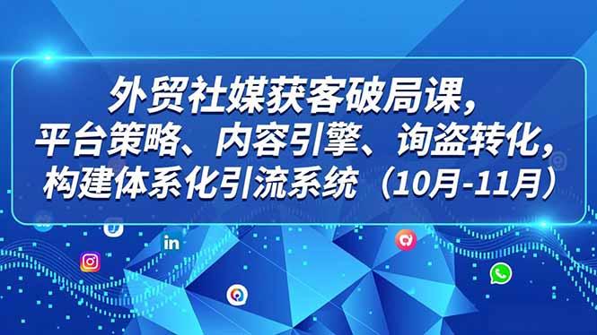 外贸 社媒获客破局课，平台策略、内容引擎、询盘转化，构建体系化引流系统(10月-11月-知识星球