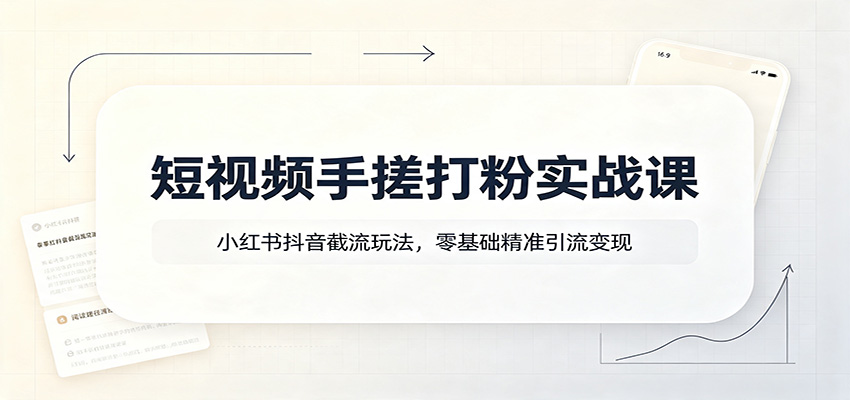 短视频手搓打粉实战课：小红书抖音截流玩法，零基础精准引流变现-知识星球