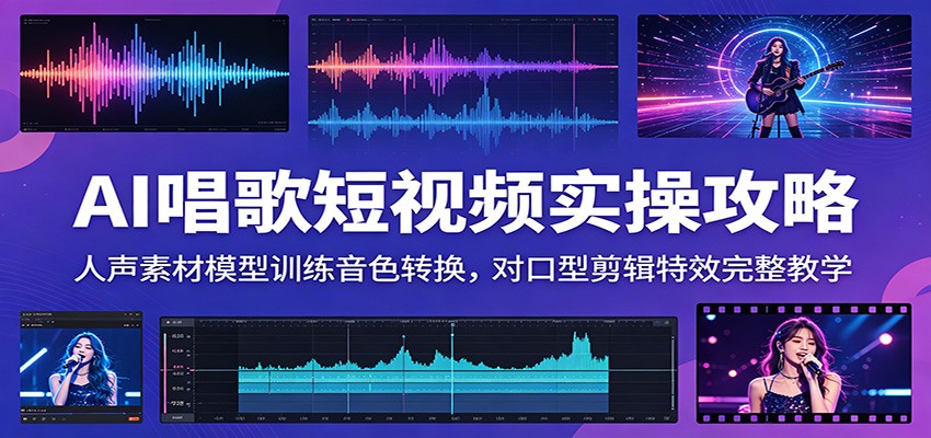 AI唱歌短视频实操攻略：人声素材模型训练音色转换，对口型剪辑特效完整教学-知识星球