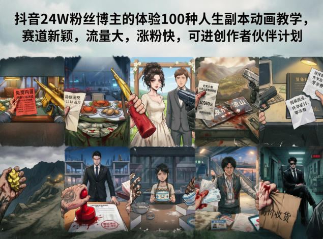 抖音24W粉丝博主的体验100种人生副本动画教学，赛道新颖，流量大，涨粉快，可进创作者伙伴计划-知识星球