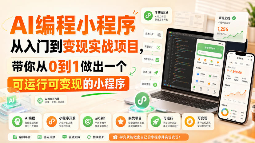 AI编程小程序从入门到变现实战项目，带你从0到1做出一个可运行可变现的小程序-知识星球