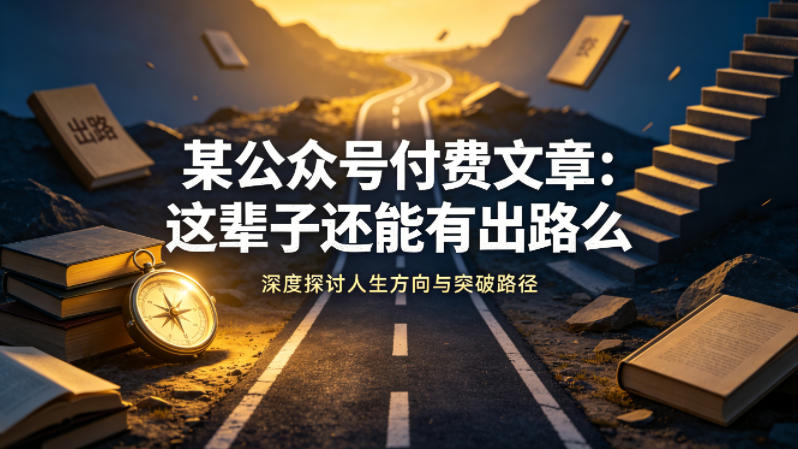某公众号付费文章：这辈子还能有出路么-知识星球
