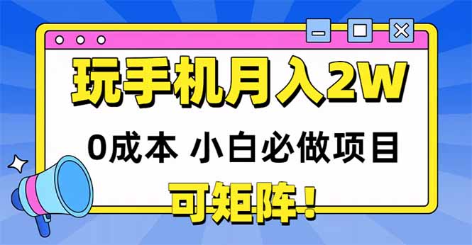 玩玩手机月入20000+，0成本小白必做项目，可矩阵-知识星球