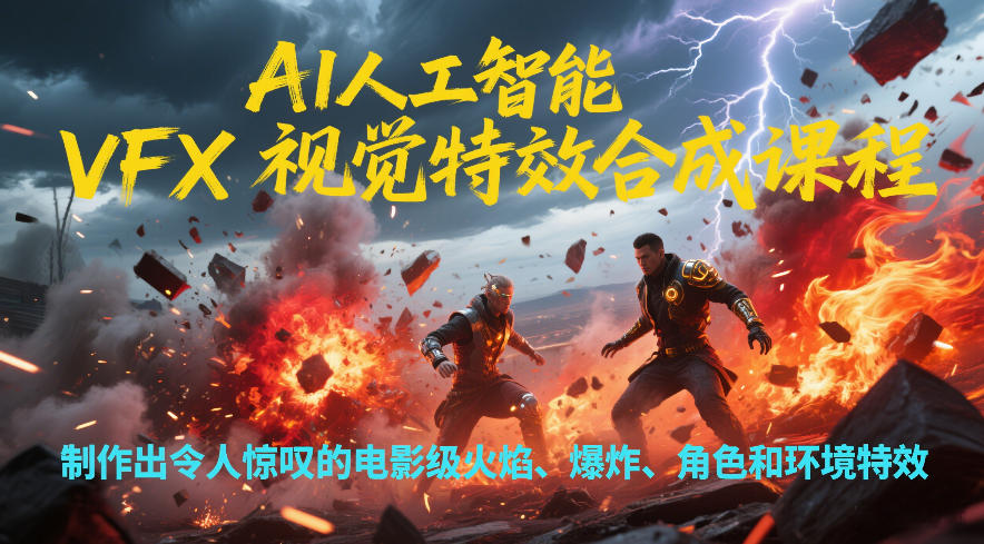 AI人工智能VFX视觉特效合成课程,制作出令人惊叹的电影级火焰、爆炸、角色和环境特效-知识星球