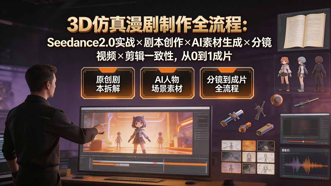 3D仿真漫剧制作全流程：Seedance2.0实战×剧本创作×AI素材生成×分镜视频×剪辑一致性，从0到1成片-知识星球