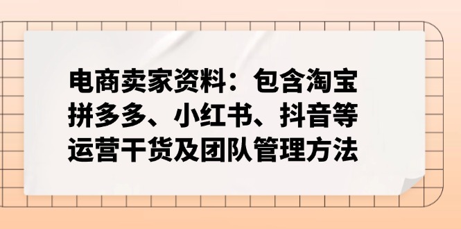 电商卖家资料：包含淘宝、拼多多、小红书、抖音等运营干货及团队管理方法-小禾网创