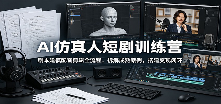 AI仿真人短剧训练营：剧本建模配音剪辑全流程，拆解成熟案例，搭建变现闭环-知识星球