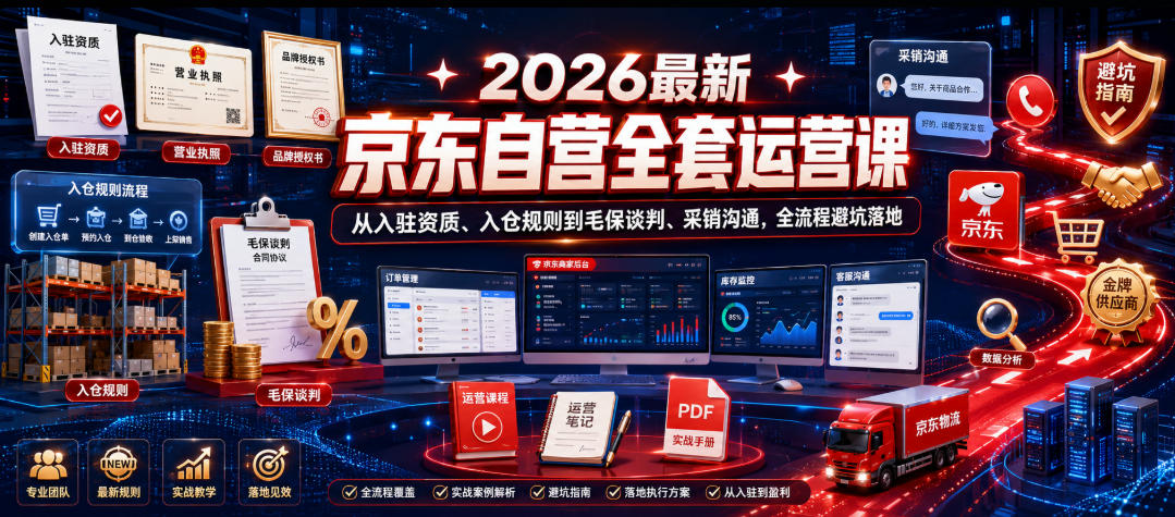 2026最新京东自营全套运营课，从入驻资质、入仓规则到毛保谈判、采销沟通，全流程避坑落地-知识星球