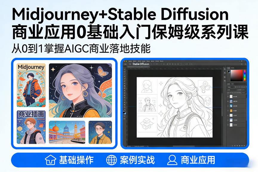 AIGC商业应用Midjourney+Stable Diffusion教程，0基础入门保姆级系列课-知识星球