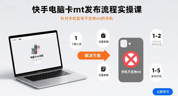 快手电脑卡mt发布流程实操课，针对手机型号不支持mt的手机-知识星球