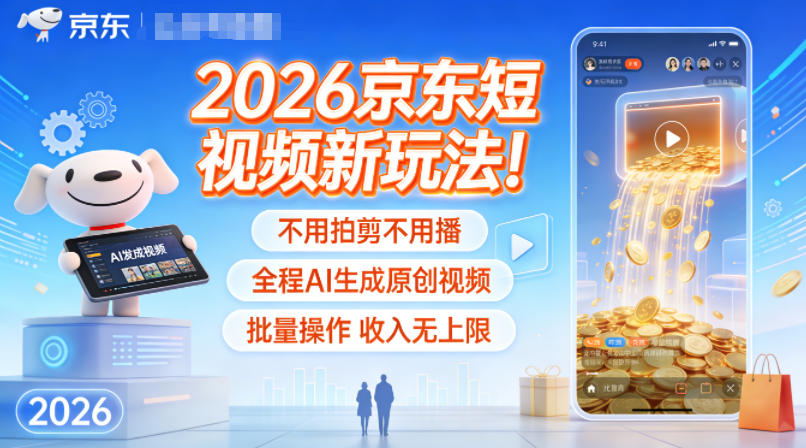 2026京东短视频新玩法！不用拍剪不用播，全程AI生成原创视频，批量操作收入无上限-知识星球
