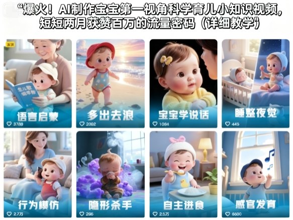 爆火！AI制作宝宝第一视角科学育儿小知识视频，短短两月获赞百万的流量密码(详细教学)-知识星球