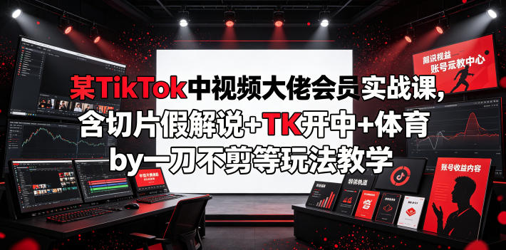 某TikTok中视频大佬会员实战课，含切片假解说+TK开中+体育by一刀不剪等玩法教学-知识星球