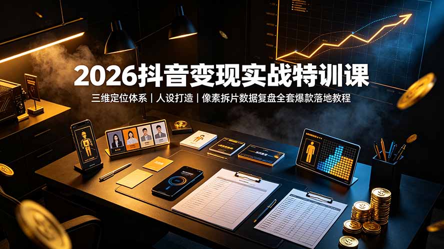 2026抖音变现实战特训课：三维定位体系｜人设打造｜像素拆片数据复盘全套爆款落地教程-知识星球