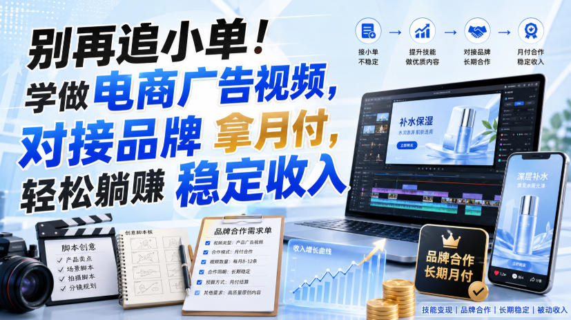 别再追小单！学做电商广告视频，对接品牌拿月付，轻松躺賺稳定收入【原创双语字幕】-知识星球