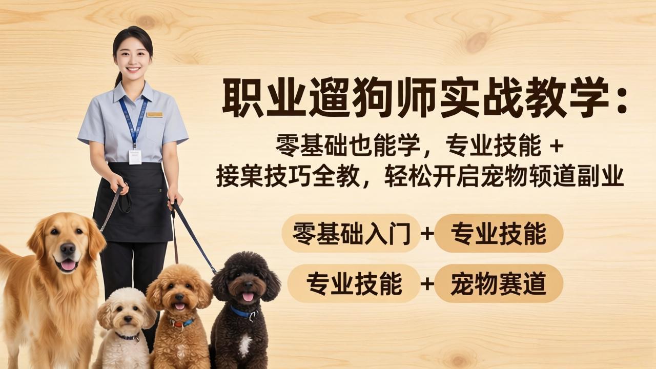 职业遛狗师实战教学：零基础也能学，专业技能 + 接单技巧全教，轻松开启宠物赛道副业-知识星球