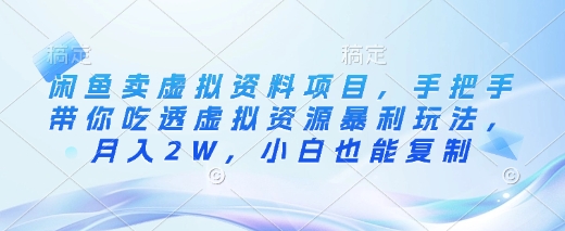 闲鱼卖虚拟资料项目，手把手带你吃透虚拟资源暴利玩法，月入2W，小白也能复制-小禾网创