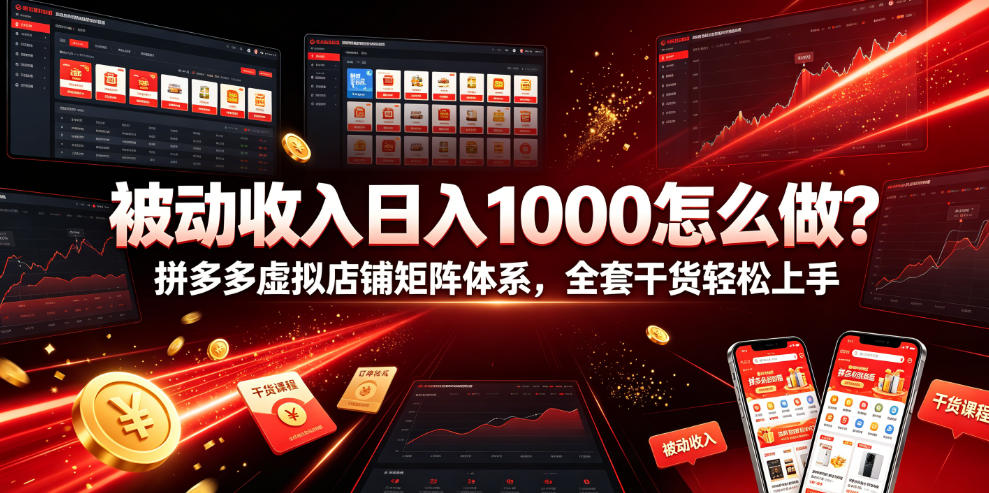 被动收入日入1000怎么做？拼多多虚拟店铺矩阵体系，全套干货轻松上手【揭秘】-知识星球