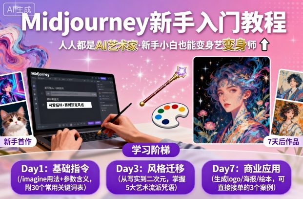 midjourney新手入门教程：人人都是AI艺术家，新手小白也能变身艺术大师-知识星球